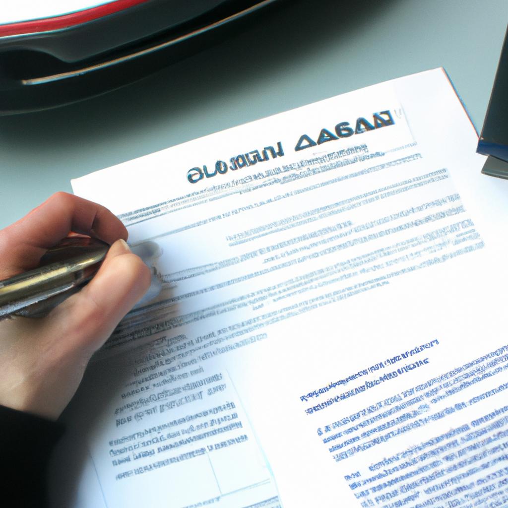 Person signing car loan papers